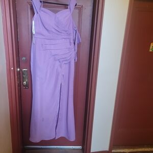Lavetir Elegant Bridesmaid Cold Shoulder- Spaghetti Straps Purple Gown Size 14